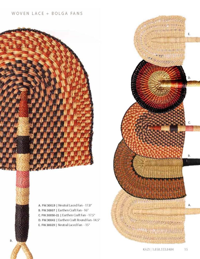 Other wall decoration - Large Black and Natural Checkered Fan - ALL ACROSS AFRICA + KAZI