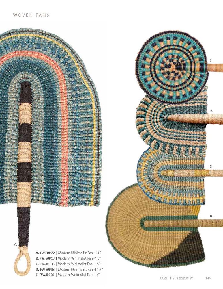 Other wall decoration - Large Black and Natural Checkered Fan - ALL ACROSS AFRICA + KAZI