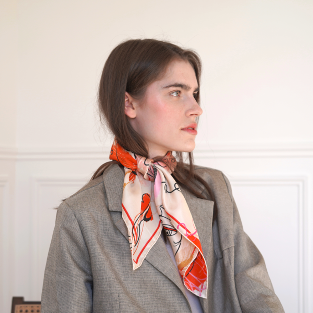 Foulards et écharpes - Foulard / carré - imprimé 100 % twill de soie - LE MONTMARTRE - 65 x 65 cm - finition main - confectionné en France - Soiyage Paris - L'ATELIER DES CREATEURS