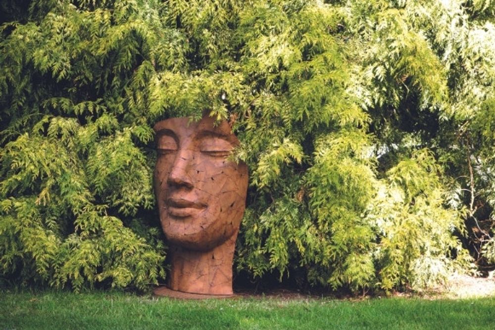 Decorative objects - Clay effect mosaic metal face statue - DECORIALE BY P&C
