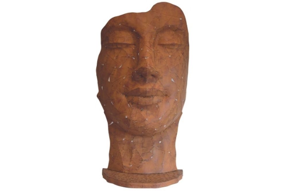 Decorative objects - Clay effect mosaic metal face statue - DECORIALE BY P&C