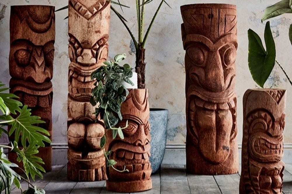 Decorative objects - Tiki statue made of coconut tree plant - DECORIALE BY P&C