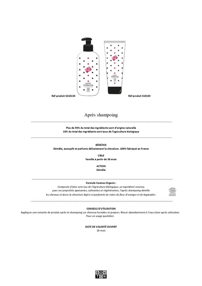 Cosmétiques - Après-shampoing 250ml - BONTON
