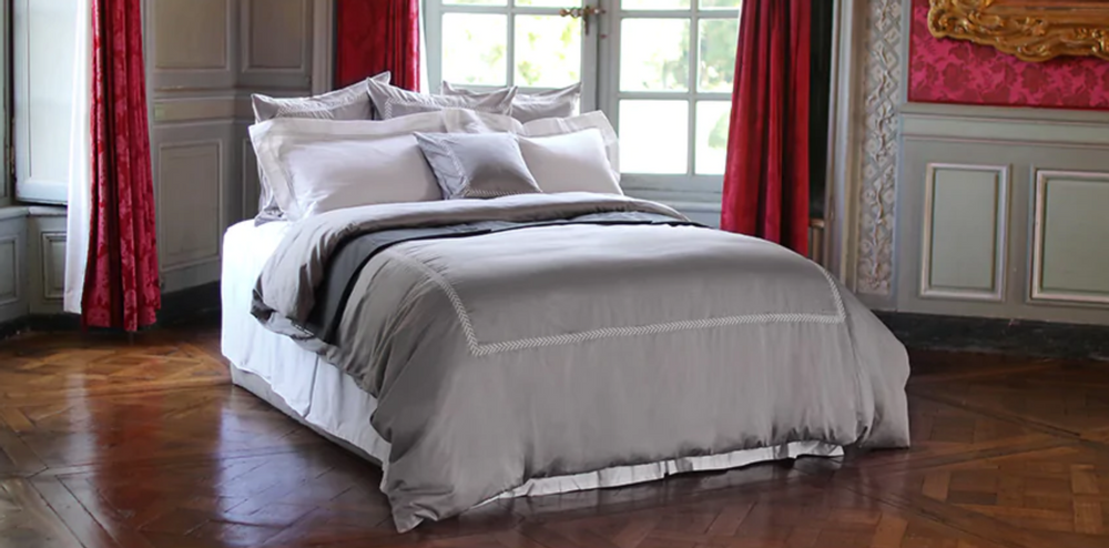 Linge de lit - Parure de lit de luxe, collection Daphness, gris royal - CROWN GOOSE