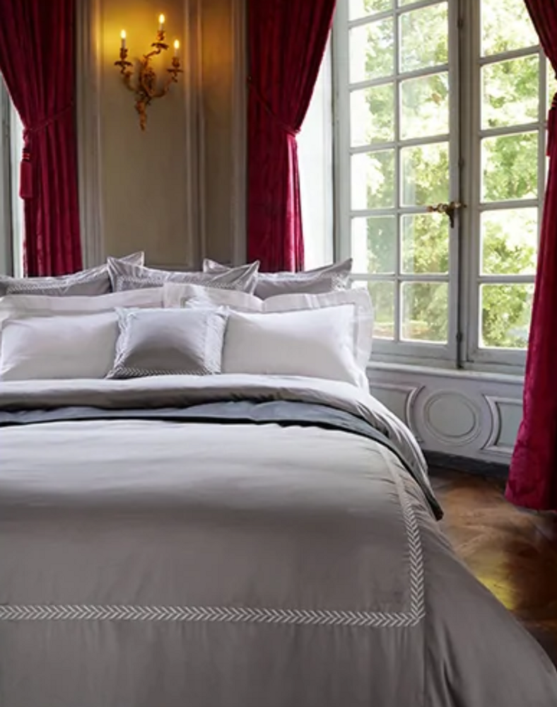 Linge de lit - Parure de lit de luxe, collection Daphness, gris royal - CROWN GOOSE