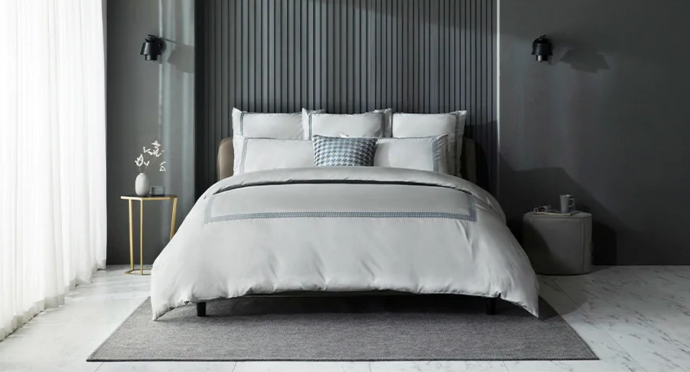 Linge de lit - Ensemble de housse de couette de luxe, collection Ester, Saks Gray - CROWN GOOSE