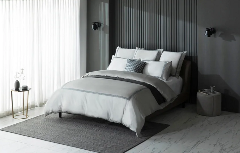 Linge de lit - Ensemble de housse de couette de luxe, collection Ester, Saks Gray - CROWN GOOSE