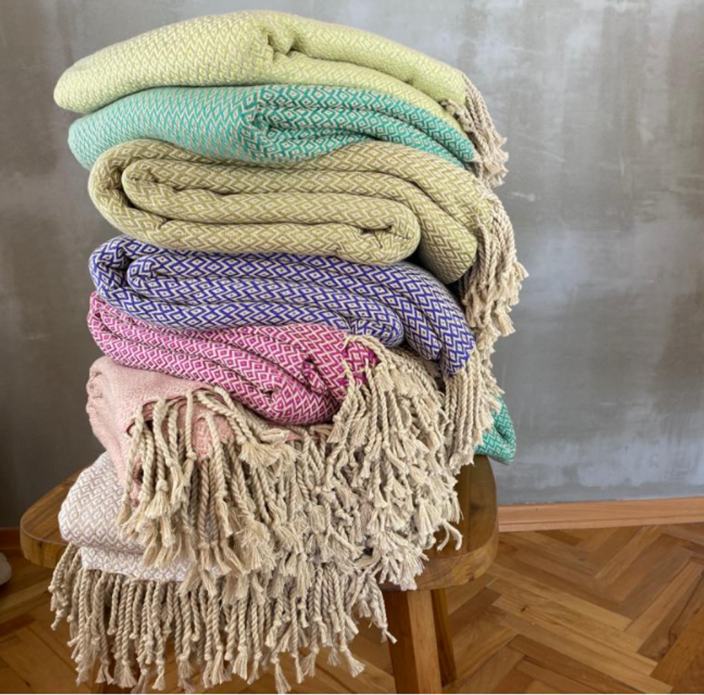 Bed linens - HANDWOVEN BED THROW RECYCLED YARNS - NADIA DAFRI PARIS