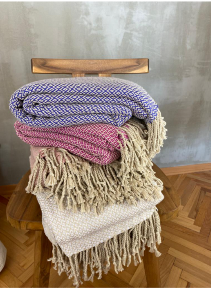 Bed linens - HANDWOVEN BED THROW RECYCLED YARNS - NADIA DAFRI PARIS
