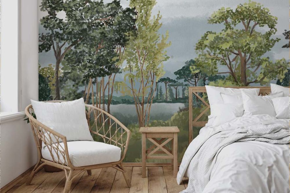 Wallpaper - Création de Papier peint panoramique  thème FORET - LA TRIBU DU FLOCON