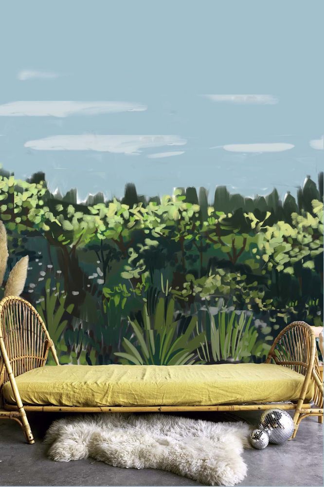 Wallpaper - Création de Papier peint panoramique  thème FORET - LA TRIBU DU FLOCON