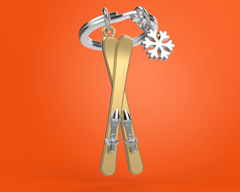Cadeaux - Porte-clés Ski with snowflake - METALMORPHOSE
