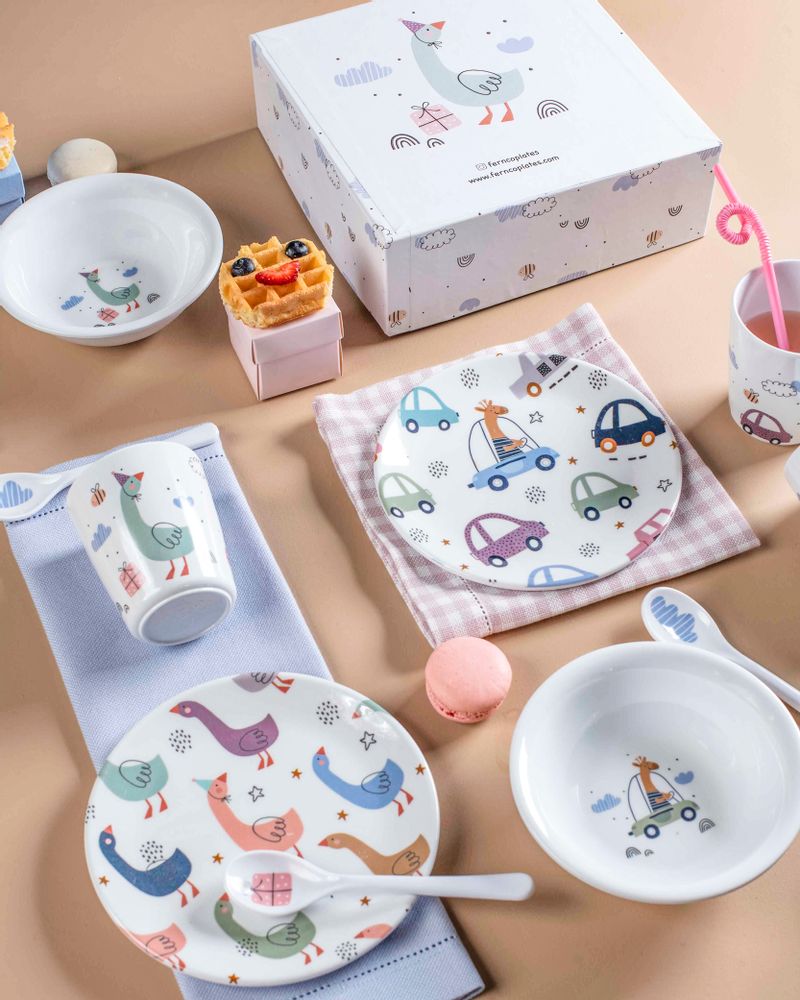 Children's mealtime - Kids Sweet Goose & Crazy Cars Sets - FERN&CO.