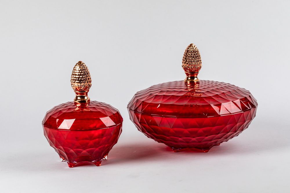 Crystal ware - CANDYBOX DIAMANT | FOOT LILY GREEN - CRISTAL DE PARIS