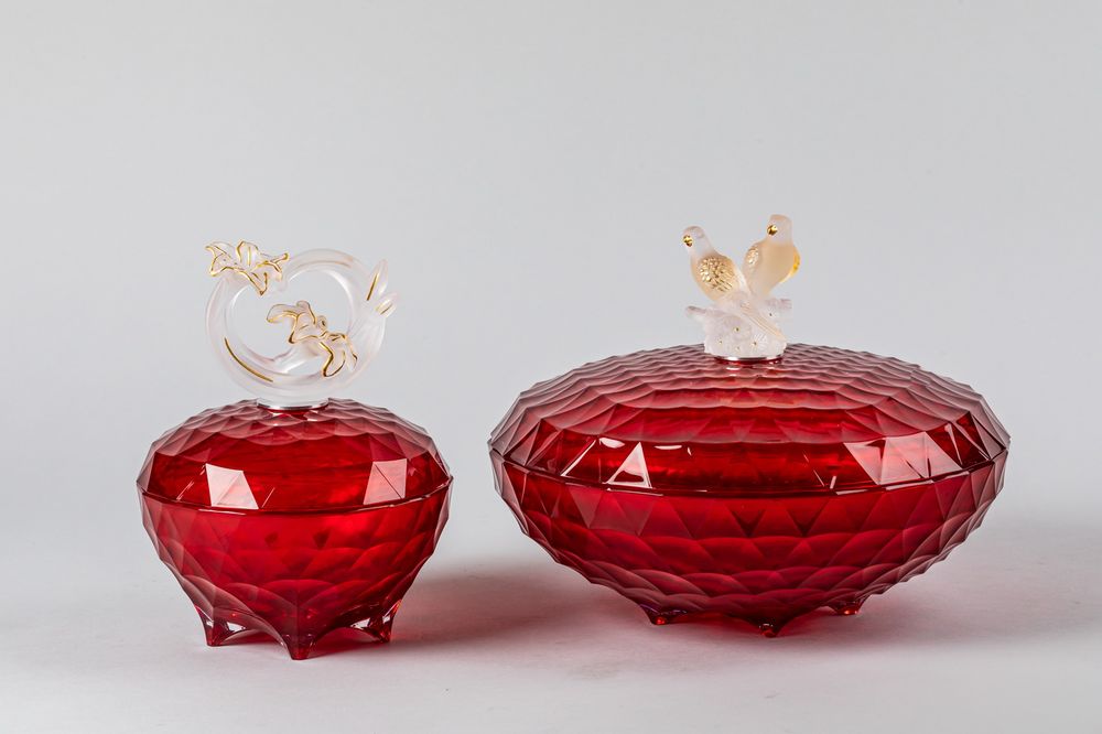 Crystal ware - CANDYBOX DIAMANT | FOOT LILY GREEN - CRISTAL DE PARIS