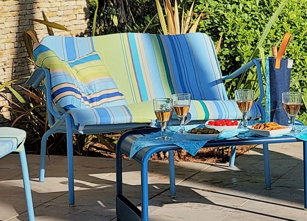 Canapés de jardin - Coussin de siège - modèle Mireille-Odile gamme Initiale - assise personnalisable pour habiller le fauteuil bas DUO de la gamme Luxembourg - SOFTLANDING