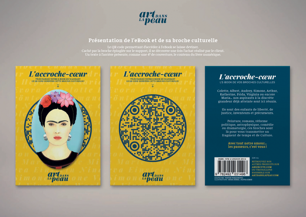 Bijoux - Broches culturelles & son e-book écrit et audio L'accroche-coeur - L'ART DANS LA PEAU