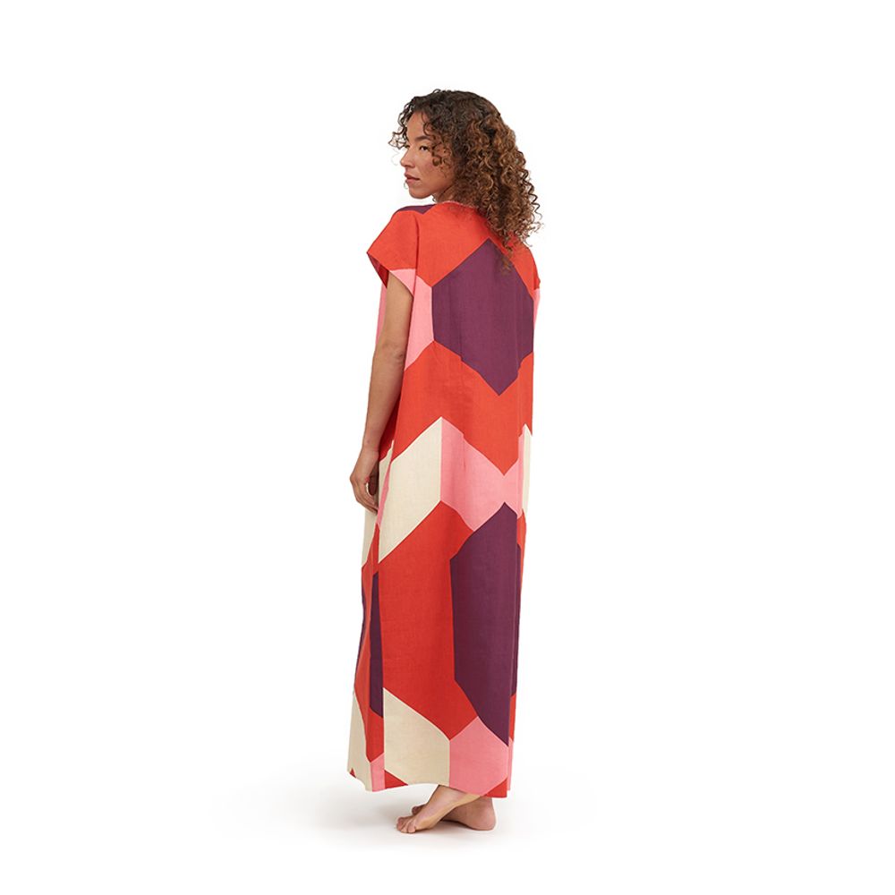 Homewear - Sky Red dress long - HELLEN VAN BERKEL HEARTMADE PRINTS