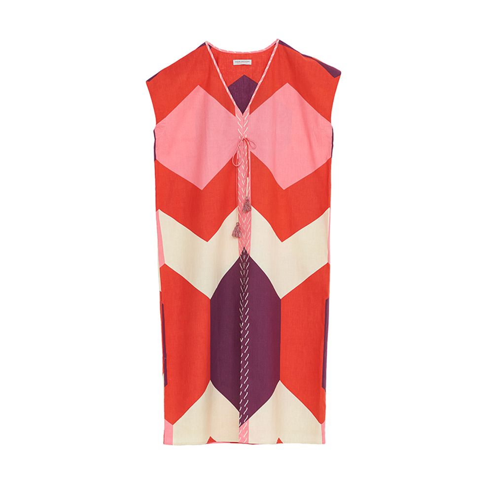 Homewear - Sky Red dress long - HELLEN VAN BERKEL HEARTMADE PRINTS