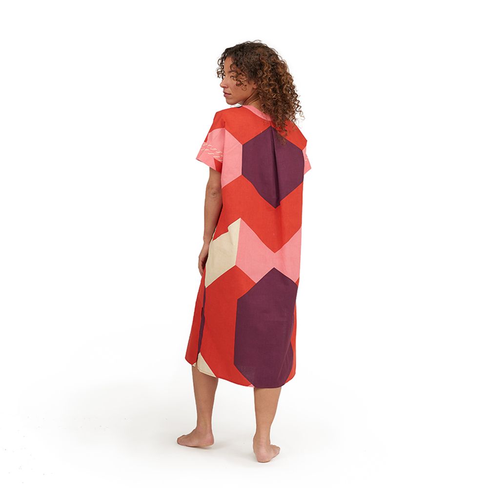 Homewear - Sky Red dress short - HELLEN VAN BERKEL HEARTMADE PRINTS