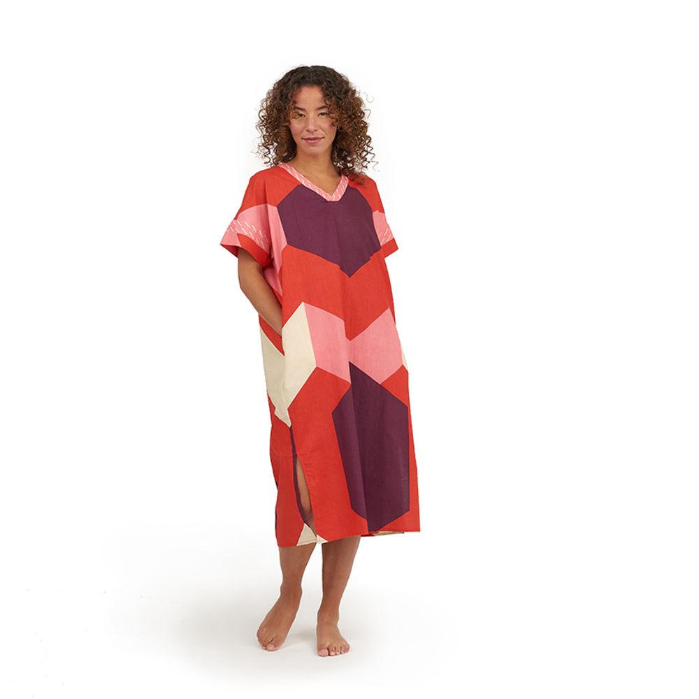 Homewear - Sky Red dress short - HELLEN VAN BERKEL HEARTMADE PRINTS