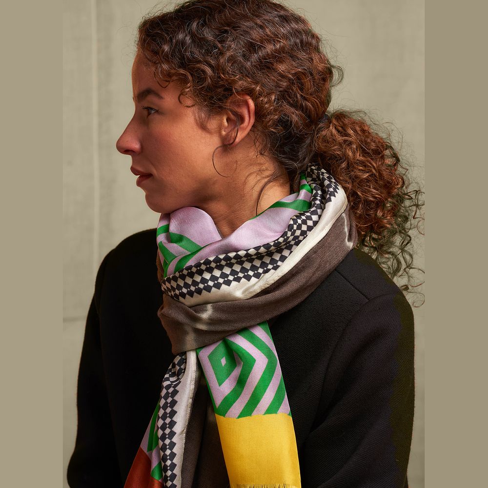 Scarves - Coco Brown scarf - HELLEN VAN BERKEL HEARTMADE PRINTS