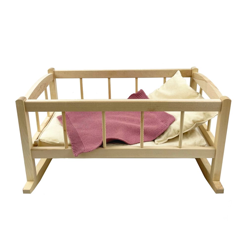 Toys - 700154CU - WOODEN CRADLE WITH KNITTED BLANKET - EGMONT TOYS