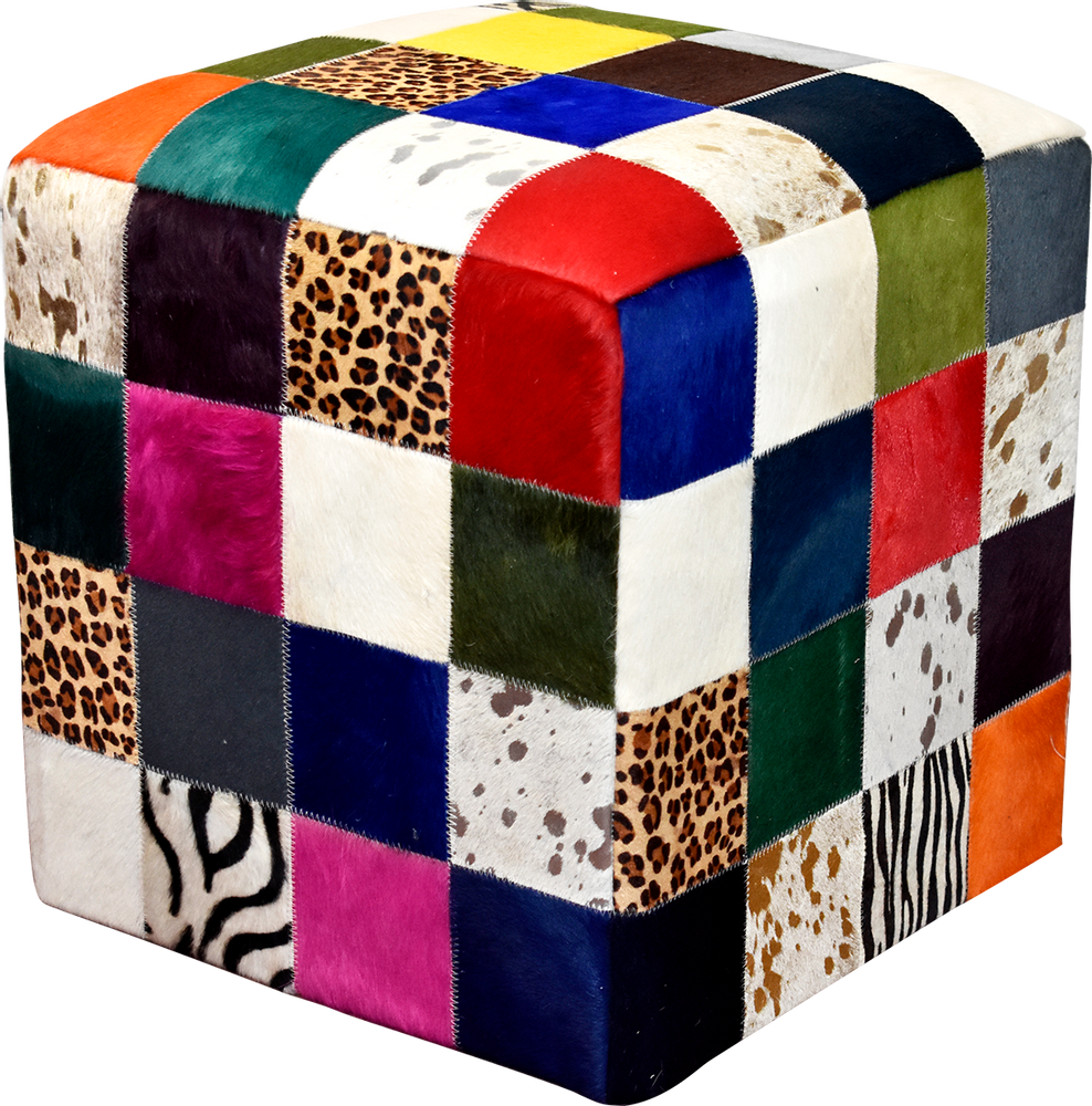 Decorative objects - Square or round cowhide or leather pouffes - L'ATELIER DES TANNERIES