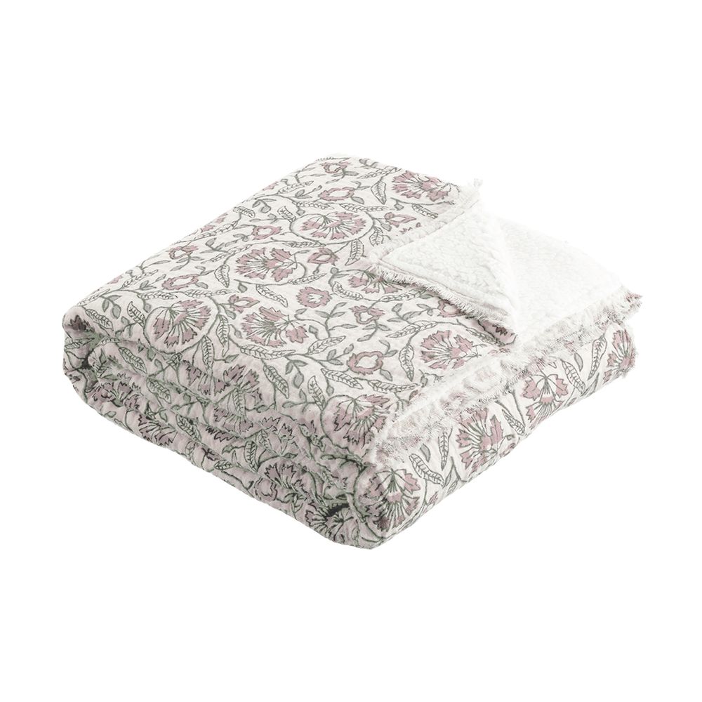 Plaids - Plaid Pondichéry gaze de coton doublé sherpa - MAISON LILO