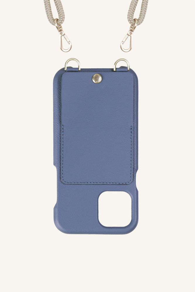 Other smart objects - LOU CASE - A leather mobile phone case with pouch and gold metal straps for shoulder strap - LOUVINI PARIS