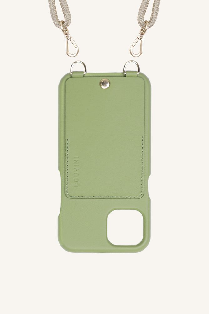 Other smart objects - LOU CASE - A leather mobile phone case with pouch and gold metal straps for shoulder strap - LOUVINI PARIS