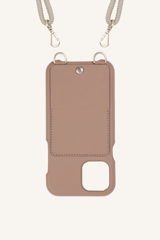 Other smart objects - LOU CASE - A leather mobile phone case with pouch and gold metal straps for shoulder strap - LOUVINI PARIS