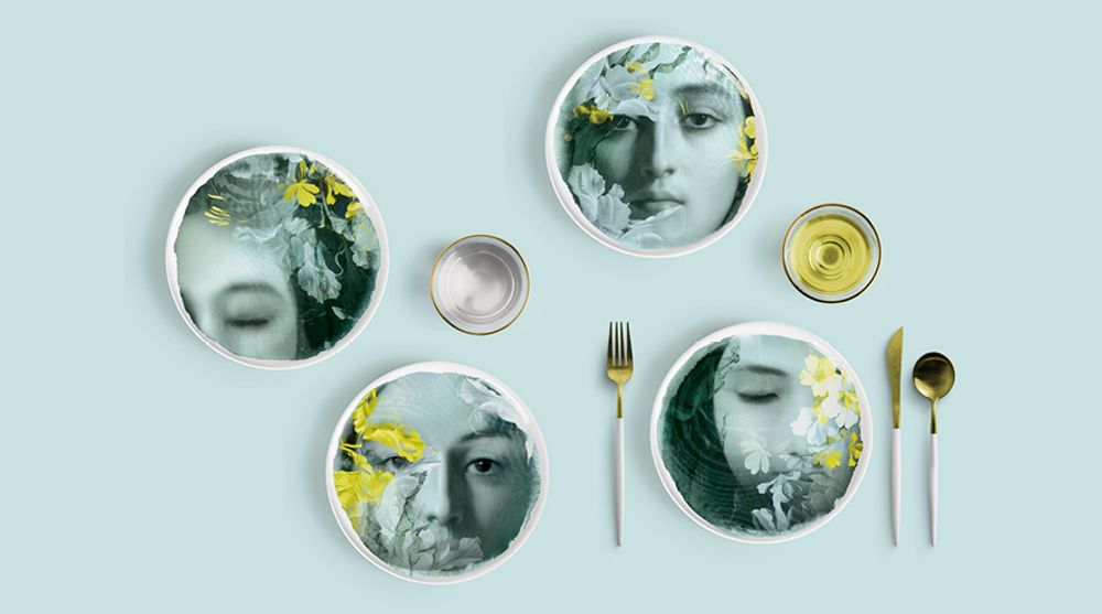 Everyday plates - 4 porcelain plates - River - IBRIDE