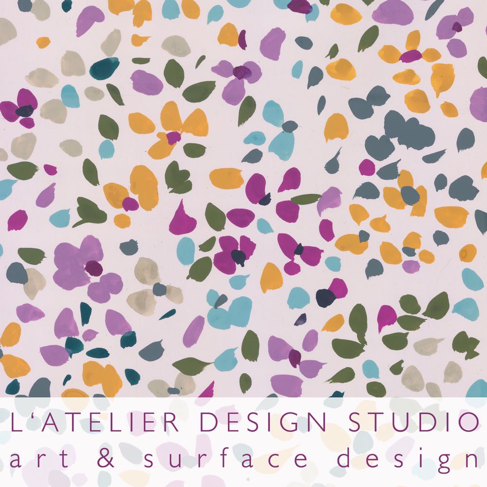 Textile and surface design - Hand painted textile design - L'ATELIER DESIGN STUDIO