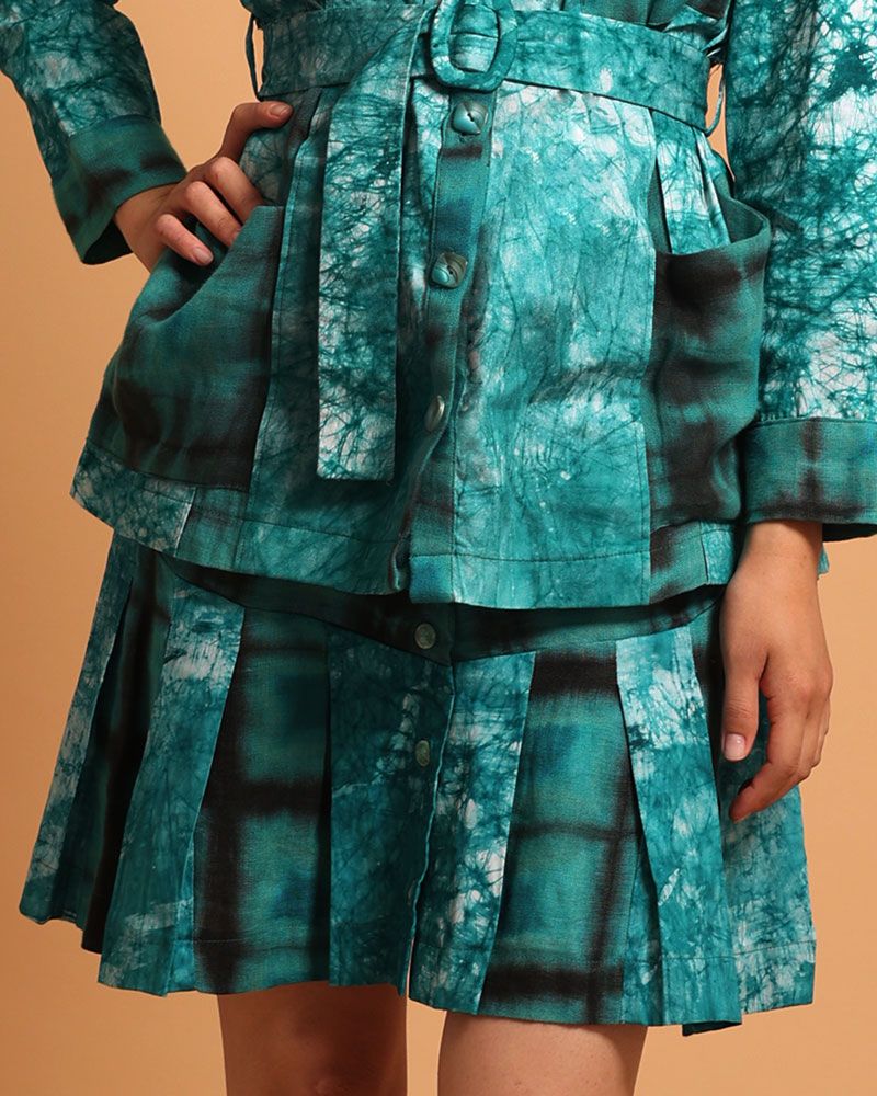 Prêt-à-porter - Jupe courte et chic bleue/turquoise – Vigogna - KROSKEL