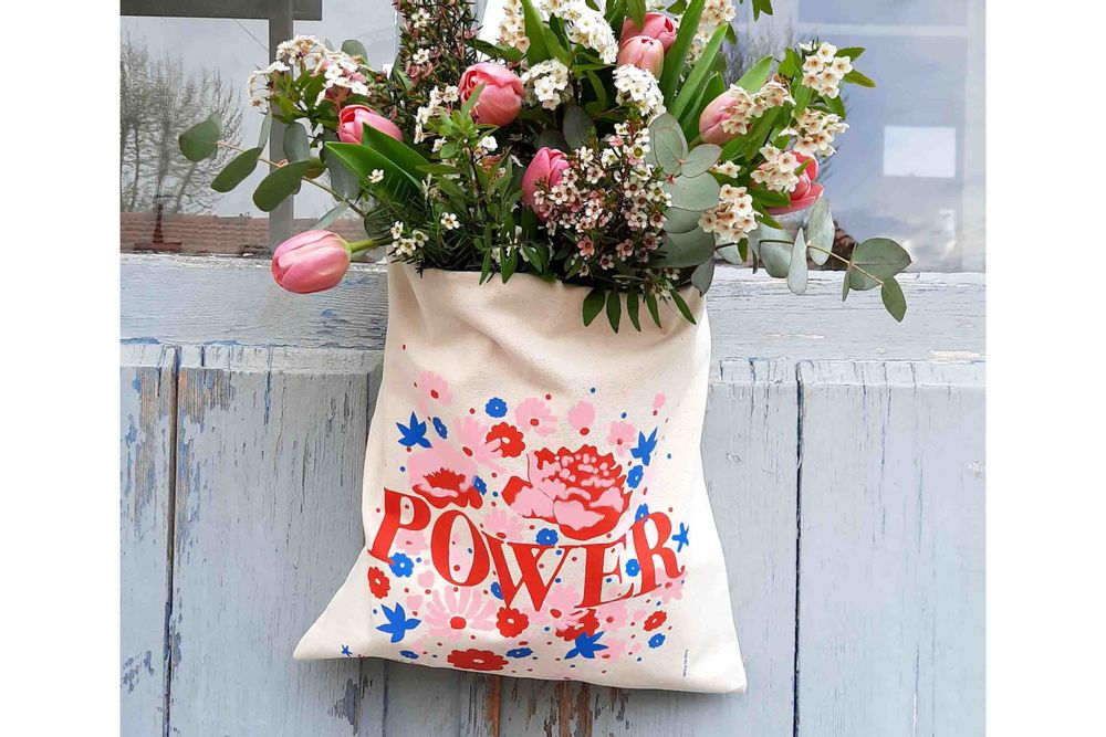 Bags and totes - TOTE BAG - SWEET WORDS - PIED DE POULE