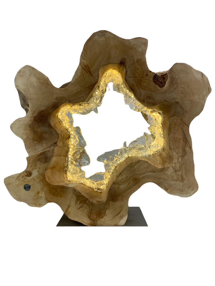Sculptures, statuettes et miniatures - Anneau bois naturel , cercle, 50 cm , verre, lumière - ARANGO