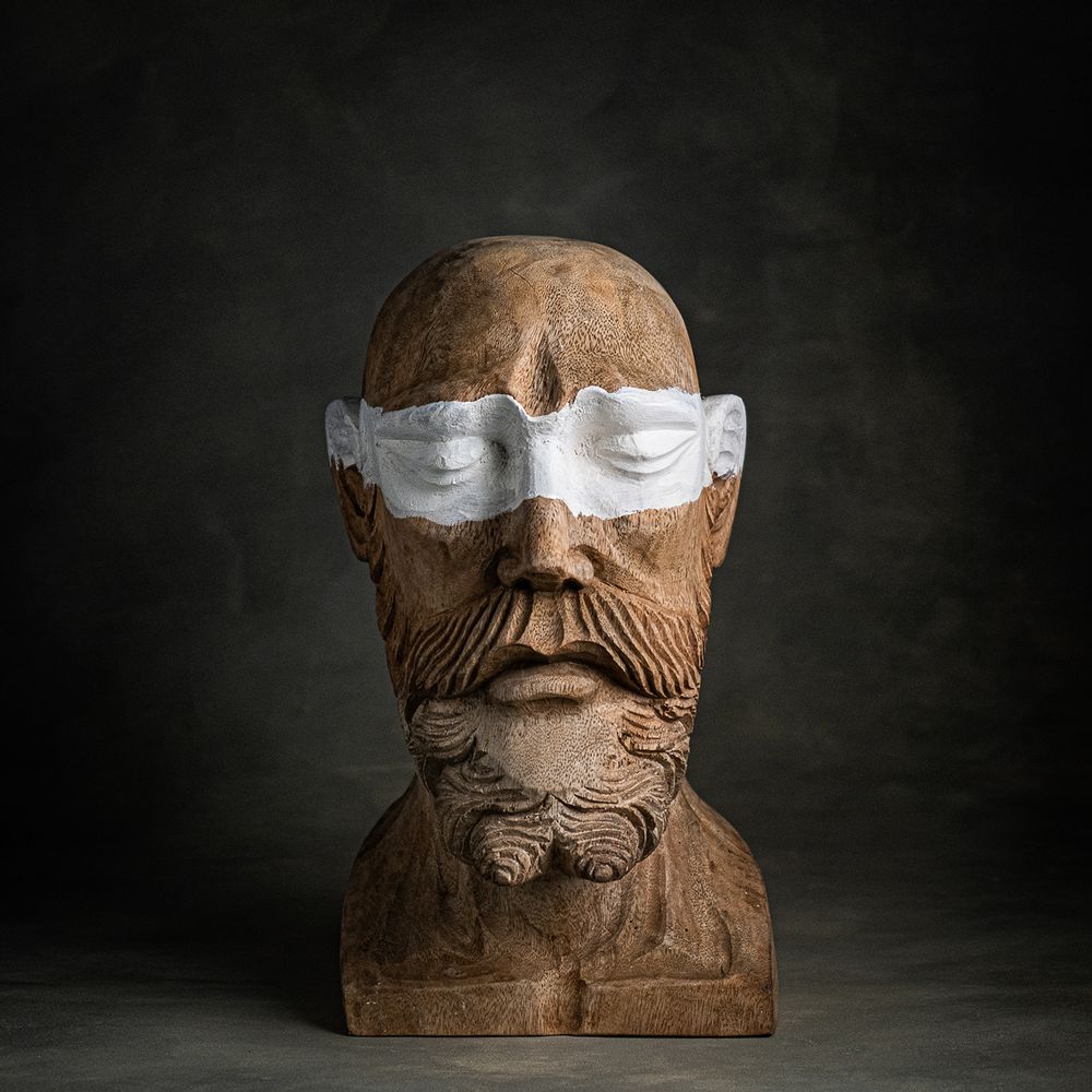 Sculptures, statuettes et miniatures - Buste ZORRO, sculpté, bois, homme, tête, sculpture, fait main - KLATT OBJECTS