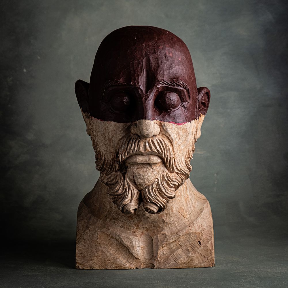 Sculptures, statuettes et miniatures - Buste ZORRO, sculpté, bois, homme, tête, sculpture, fait main - KLATT OBJECTS