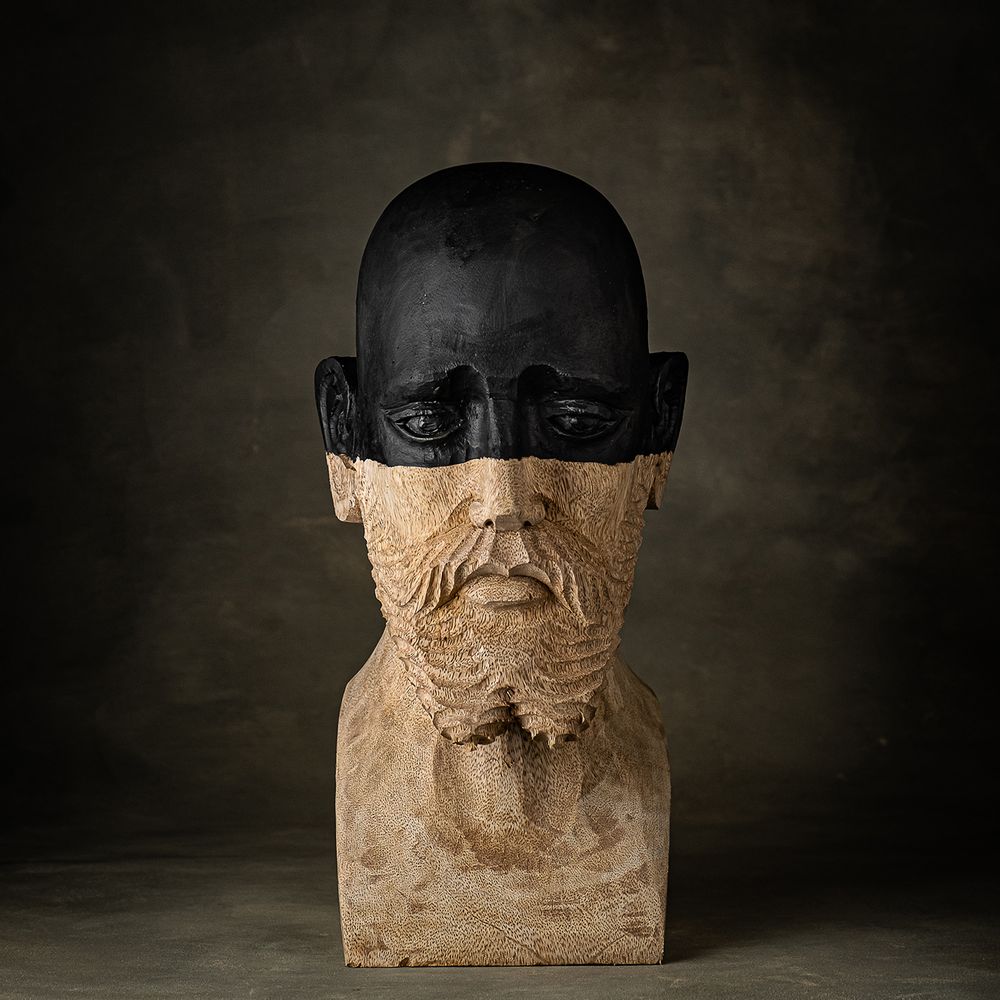Sculptures, statuettes et miniatures - Buste ZORRO, sculpté, bois, homme, tête, sculpture, fait main - KLATT OBJECTS