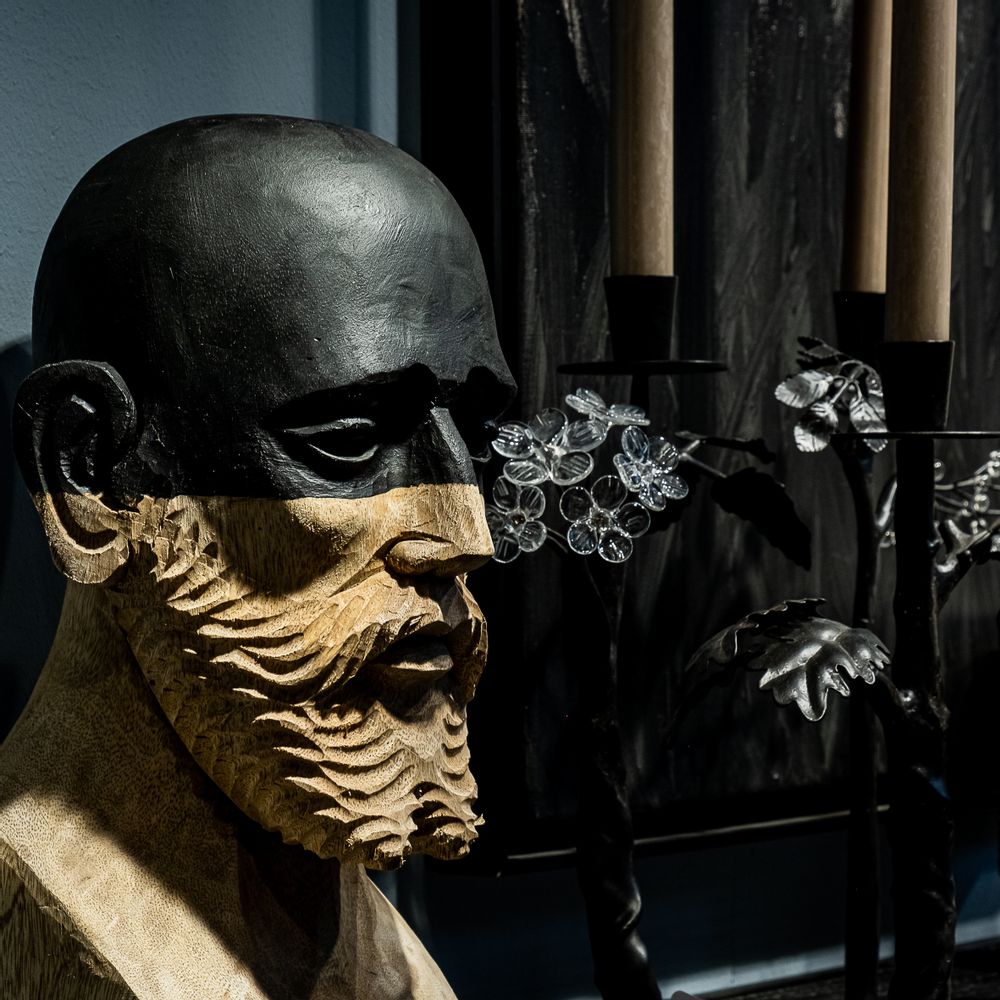 Sculptures, statuettes et miniatures - Buste ZORRO, sculpté, bois, homme, tête, sculpture, fait main - KLATT OBJECTS