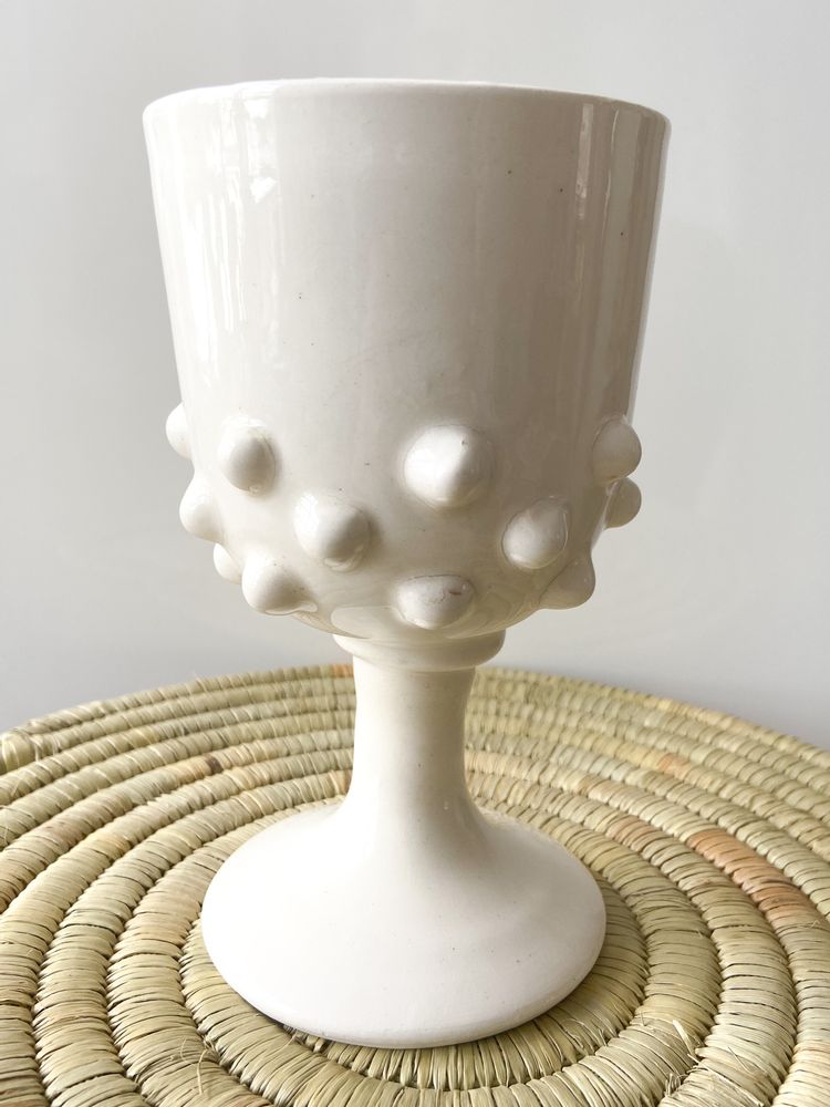 Stemware - white ceramic floor glass - LALLA DE MOULATI