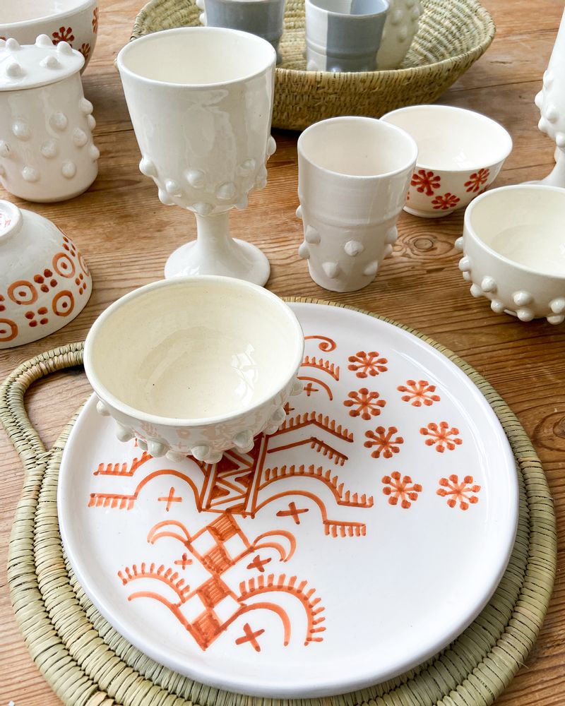 Stemware - white ceramic floor glass - LALLA DE MOULATI