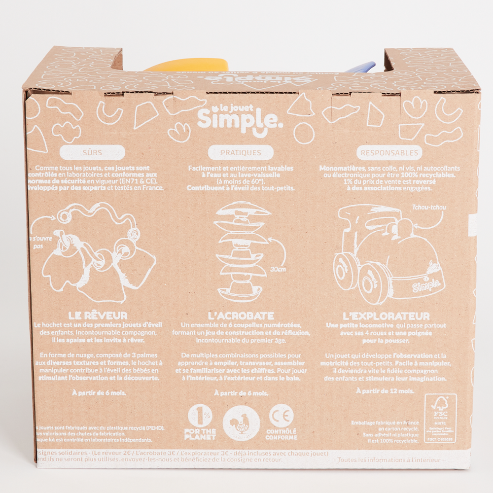 Accessoires pour bain enfants  - COFFRET D'ÉVEIL - Trois jouets d'éveil fabriqués en France en plastique recyclé - LE JOUET SIMPLE