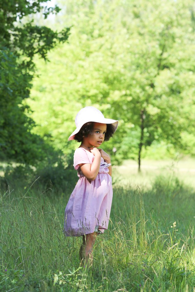 Children's fashion - Cotton muslin spring dress U64 - ANDER
