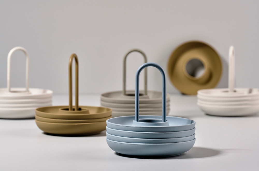 Ustensiles de cuisine - Coquetier avec support Kaki 4 pièces avec support - ZONE DENMARK