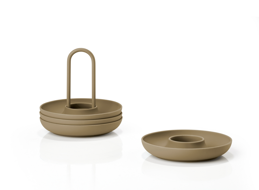 Ustensiles de cuisine - Coquetier avec support Kaki 4 pièces avec support - ZONE DENMARK
