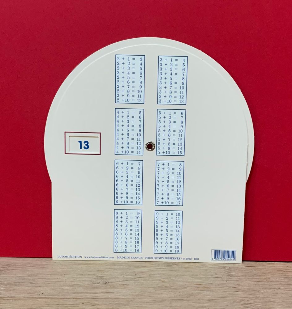 Jeux enfants - Disque Addition Réponse au dos - La classe - LUDOM-ÉDITION