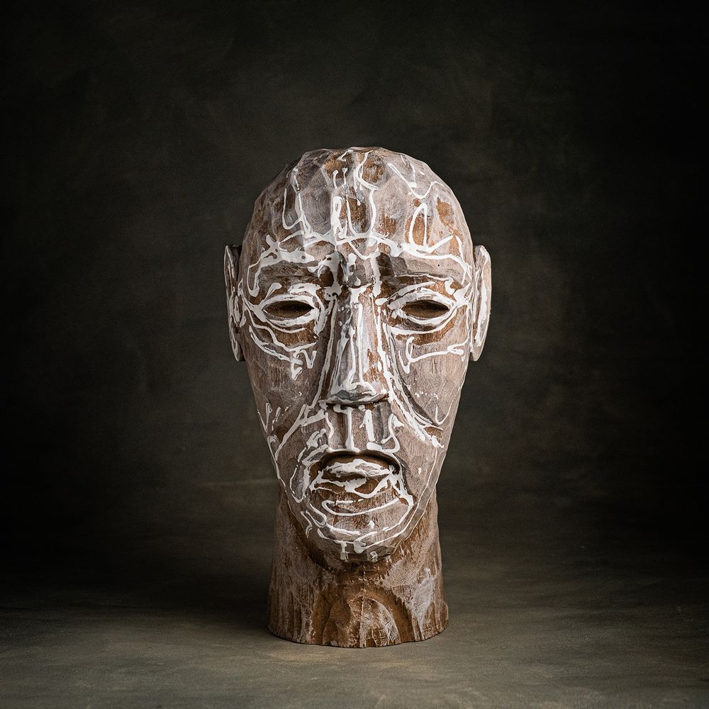 Sculptures, statuettes et miniatures - Buste JACKSON, bois, sculpté, sculpture, tête, art, peint - KLATT OBJECTS