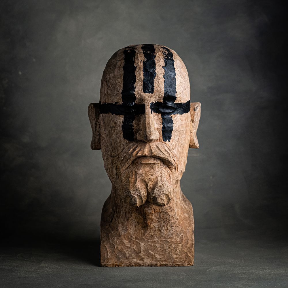 Sculptures, statuettes et miniatures - Buste JACKSON, bois, sculpté, sculpture, tête, art, peint - KLATT OBJECTS